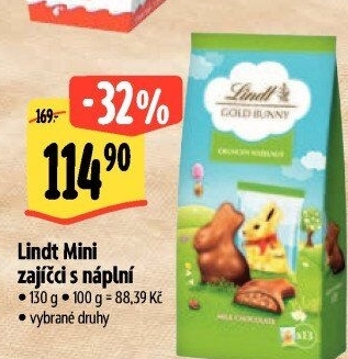 Čokoládoví plnění zajíčci Lindt