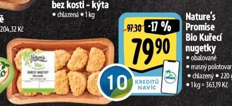 Kuřecí nugetky obalované bio Nature'