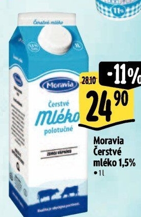 Mléko čerstvé Moravia - 1,5% polotučné