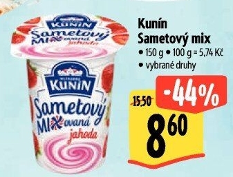 Ochucený jogurt sametový Mlékárna Kunín