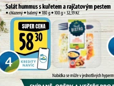 Salát Hummus s kuřetem a rajčatovým pestem s proteiny Albert Fresh Bistro