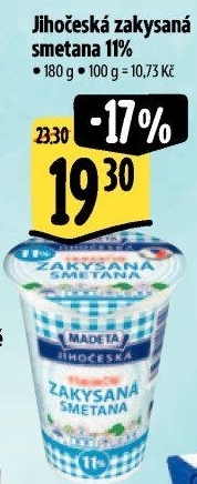 Smetana zakysaná Jihočeská Madeta 11%