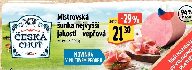 Šunka vepřová Mistrovská nejvyšší jakosti Česká chuť