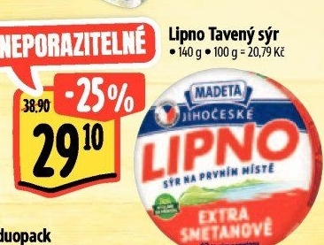 Tavený sýr Jihočeské Lipno Madeta
