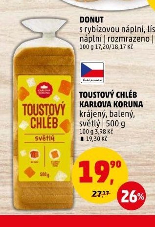 Toustový chléb Karlova koruna