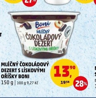 MLÉČNÝ ČOKOLÁDOVÝ DEZERT S LÍSKOVÝMI OŘÍŠKY BONI