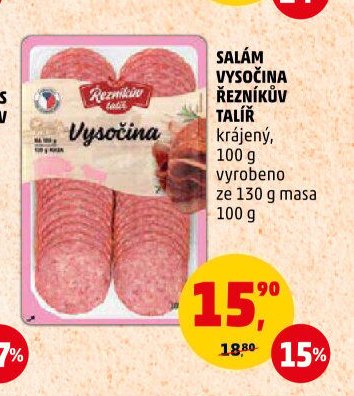 Salám Vysočina Řezníkův talíř krájený 100 g
