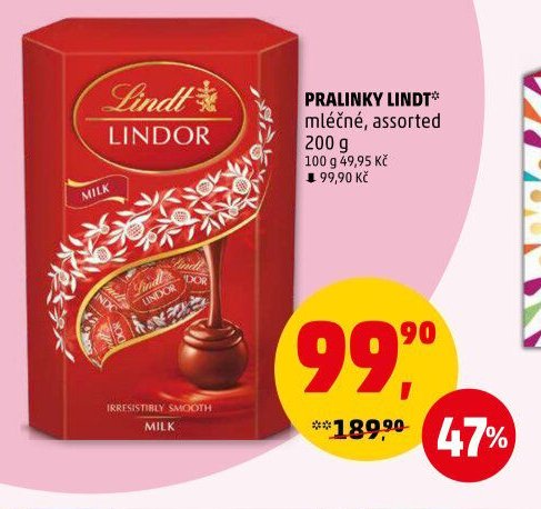 PRALINKY LINDT mléčné, assorted 200 g