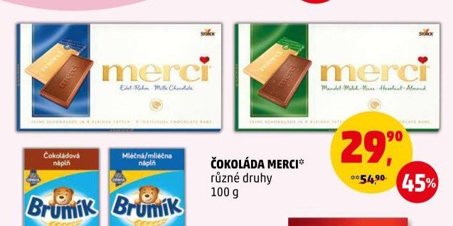 ČOKOLÁDA MERCI různé druhy 100 g