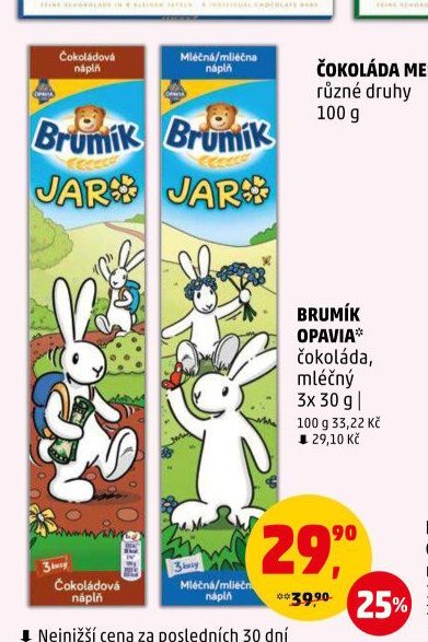 BRUMÍK OPAVIA čokoláda, mléčný 3x 30 g