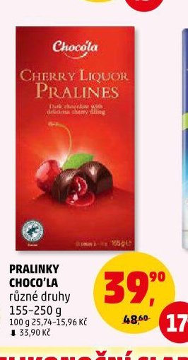 PRALINKY CHOCO'LA různé druhy 155-250 g
