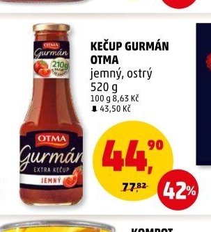 KEČUP GURMÁN OTMA jemný, ostrý