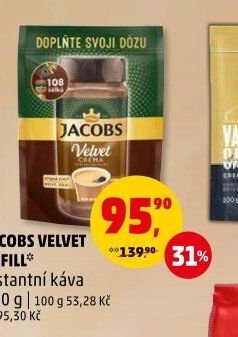 JACOBS VELVET REFILL instantní káva 180 g