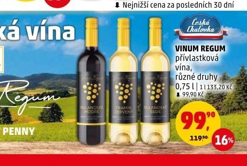 VINUM REGUM přívlastková vína, různé druhy 0,75 l