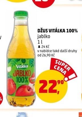 Džus Vitálka 100% jablko 1 l