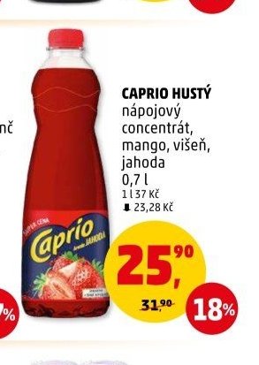 Caprio hustý nápojový koncentrát, mango, višeň, jahoda 0,7 l