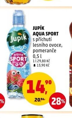 Jupík Aqua Sport s příchutí lesního ovoce, pomeranče 0,5 l