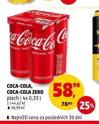 Coca-Cola, Coca-Cola Zero plech 4x 0,33 l