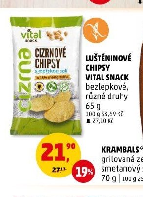 LUŠTĚNINOVÉ CHIPSY VITAL SNACK