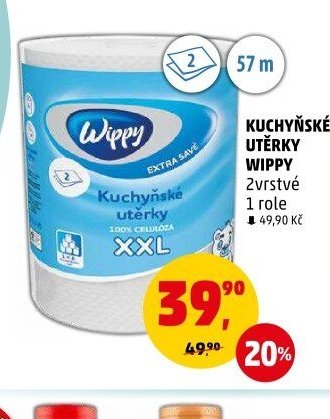 KUCHYŇSKÉ UTĚRKY WIPPY 2vrstvé 1 role