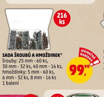 SADA ŠROUBŮ A HMOŽDINEK*