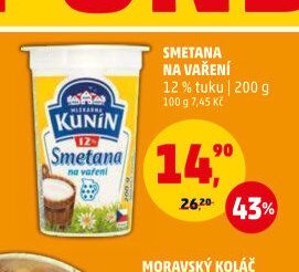 Smetana na vaření Kunín