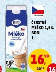 Mléko čerstvé Boni - 1,5% polotučné