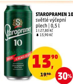 Pivo světlé výčepní 10° Staropramen