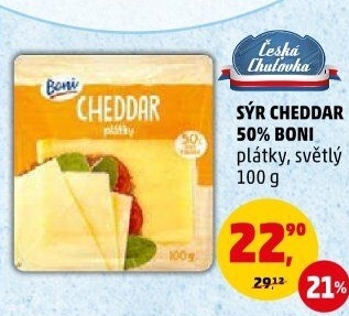 Sýr Cheddar 50% Boni