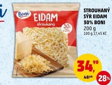 Sýr Eidam 30% strouhaný Boni