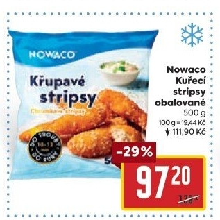 Kuřecí stripsy mražené Nowaco