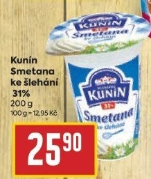 Smetana ke šlehání Mlékárna Kunín 31%