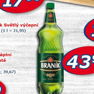 Pivo světlé výčepní 10° Braník