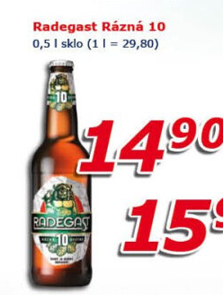 Pivo světlé výčepní Rázná 10° Radegast