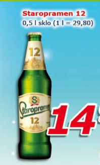Pivo světlý ležák 12° Staropramen