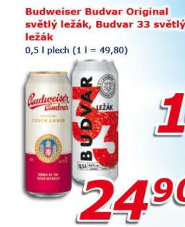 Pivo světlý ležák Original Budweiser Budvar