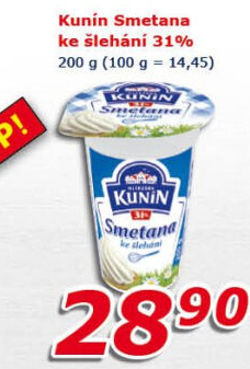 Smetana ke šlehání Mlékárna Kunín 31%