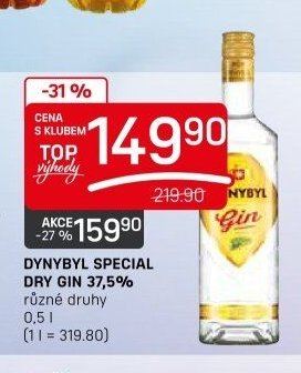 DYNYBYL SPECIAL DRY GIN 37,5% různé druhy 0,5 l