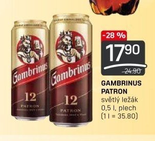 GAMBRINUS PATRON světlý ležák 0,5 l