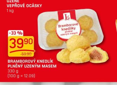BRAMBOROVÝ KNEDLÍK PLNĚNÝ UZENÝM MASEM
