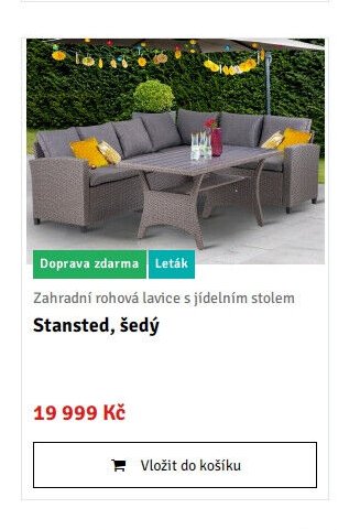 Zahradní rohová lavice s jídelním stolem Stansted, šedý - ASKO akcniletaky.com