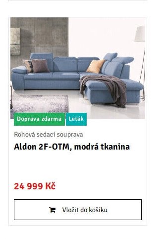 Rohová sedací souprava Aldon 2F-OTM, modrá tkanina - ASKO akcniletaky.com