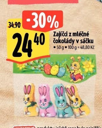 Zajíčci z mléčné čokolády v sáčku