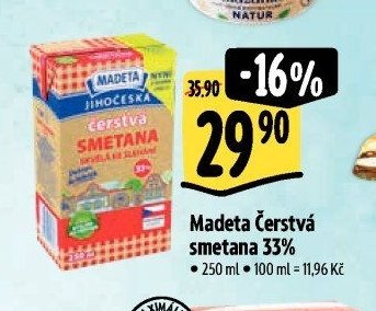 Madeta Čerstvá smetana 33%