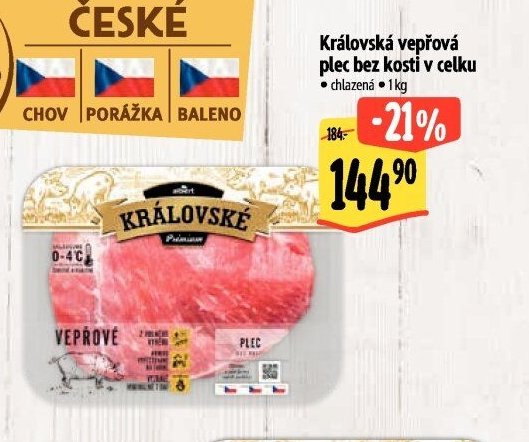Královská vepřová plec bez kosti v celku