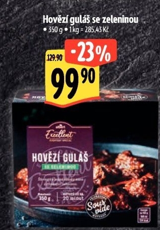 Hovězí guláš se zeleninou Sous vide Albert Excellent