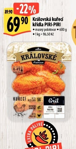Kuřecí křídla Piri-Piri Královská Albert Gril