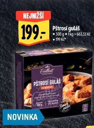 Pštrosí guláš Sous vide Albert Excellent