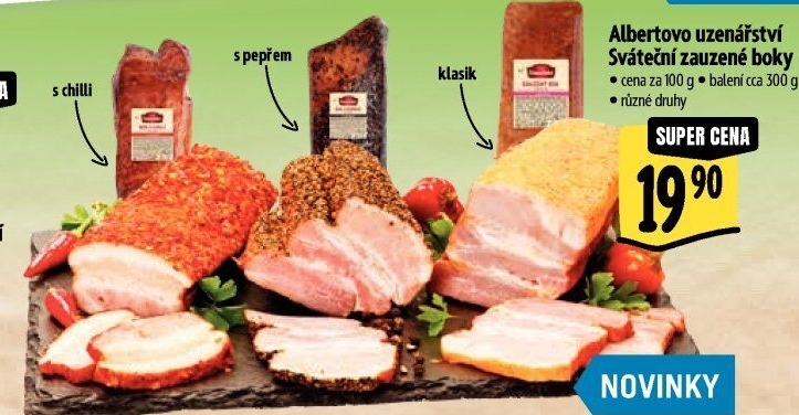 Sváteční zauzený bok Albertovo uzenářství