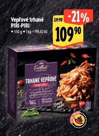 Vepřové trhané maso Piri-Piri Sous vide Albert Excellent